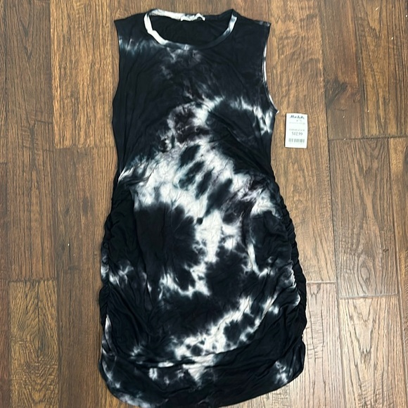 Antistar Dresses & Skirts - Antistar Black Tie Dye Ruched Dress